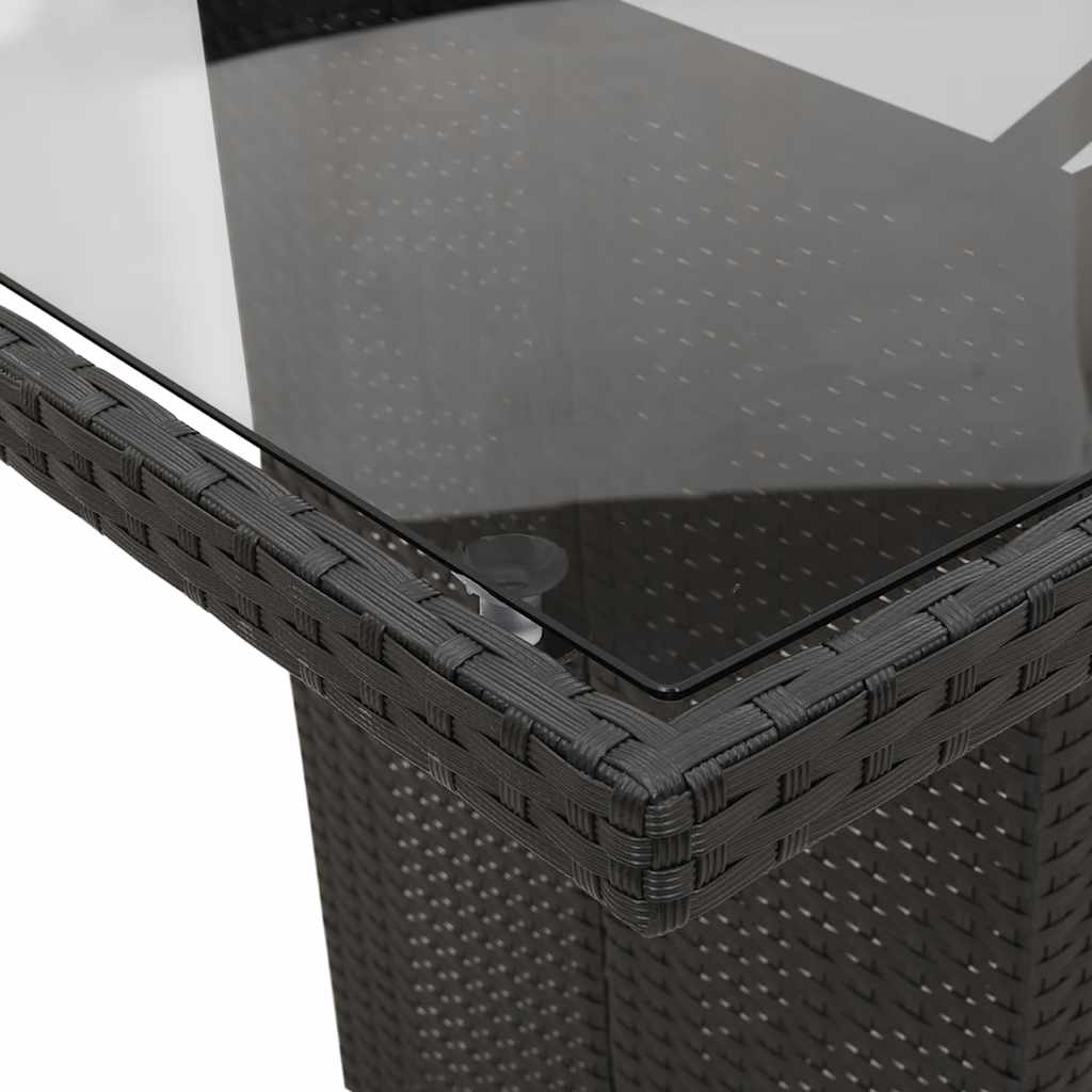Set da Pranzo da Giardino 7 pz Nero con Cuscini in Polyrattan - immagine 6