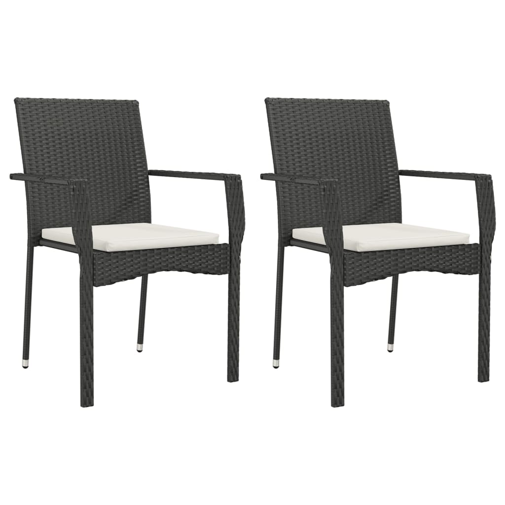 Set da Pranzo da Giardino 7 pz Nero con Cuscini in Polyrattan - immagine 3