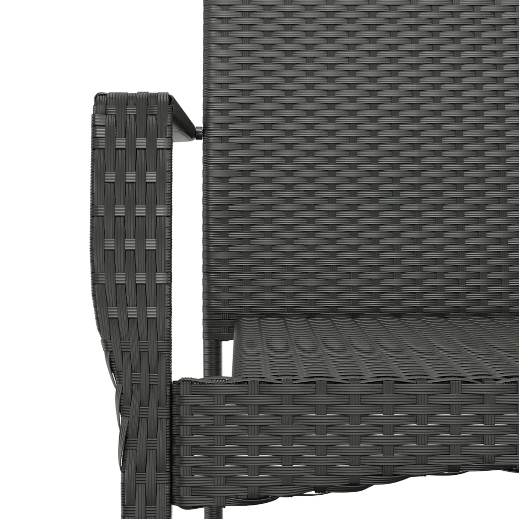 Set da Pranzo da Giardino 7 pz Nero con Cuscini in Polyrattan - immagine 5