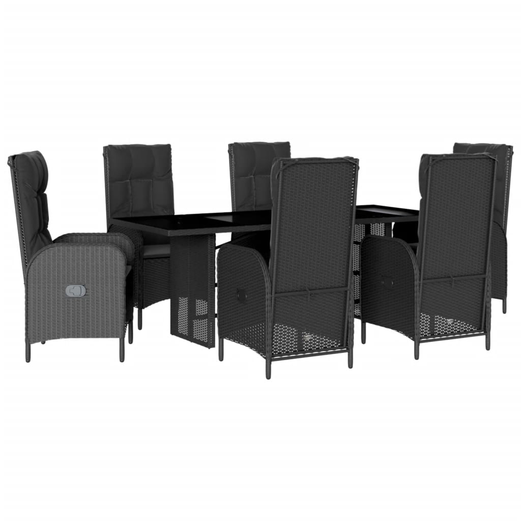 Set da Pranzo da Giardino 9 pz con Cuscini in Polyrattan Grigio - immagine 2