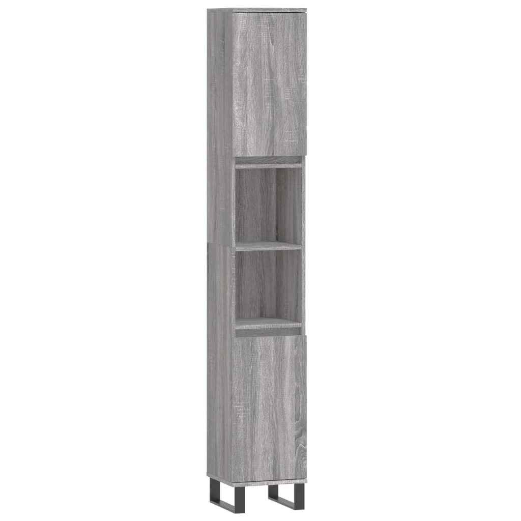Set Mobili da Bagno 3 pz Grigio Sonoma in Legno Multistrato - immagine 9