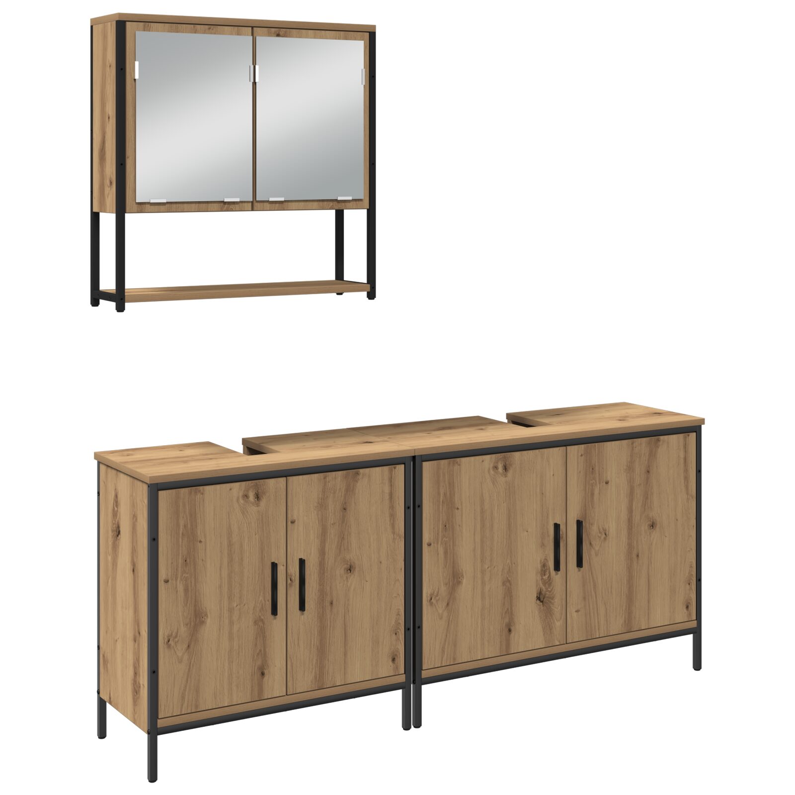 Set di mobili da bagno 3 pezzi in legno ingegnerizzato rovere Artisan - immagine 2