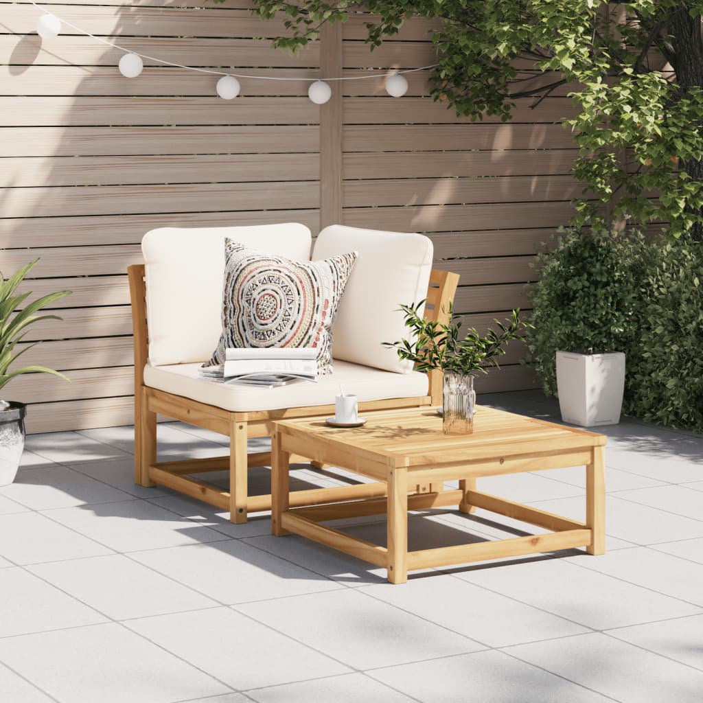 Set Mobili da Giardino 3pz con Cuscini Legno Massello di Acacia - immagine 3