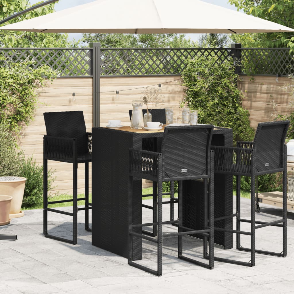Tavolo Bar da Giardino Piano in Acacia 105x80x110 cm Polyrattan - immagine 3