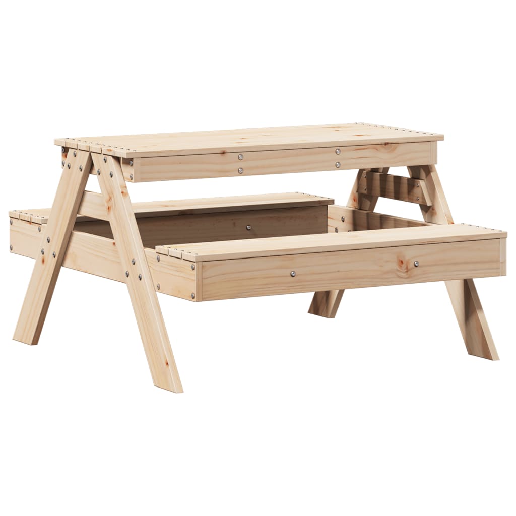 Tavolo Picnic per Bambini Bianco 88x97x52cm Legno Massello Pino - immagine 2