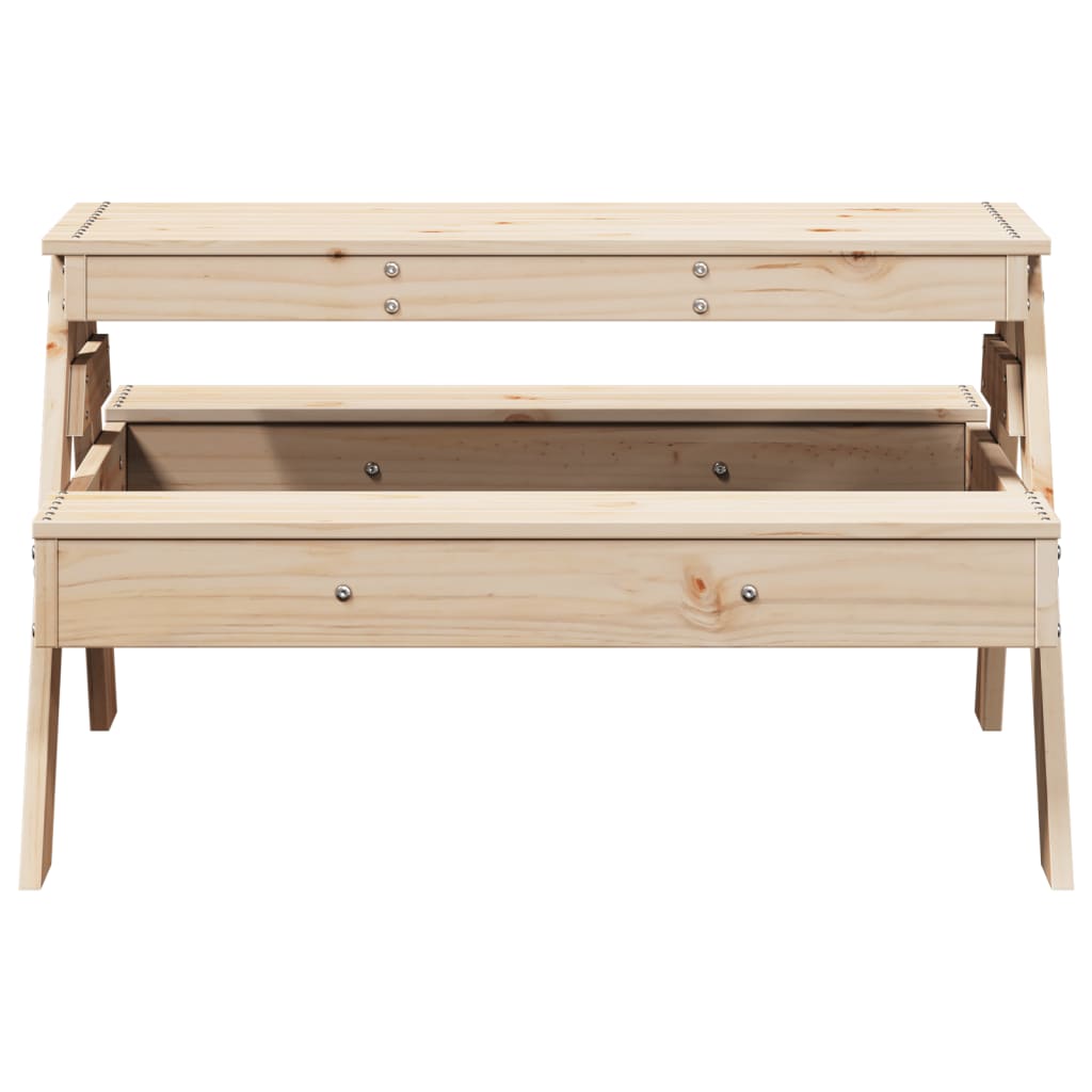 Tavolo Picnic per Bambini Bianco 88x97x52cm Legno Massello Pino - immagine 4