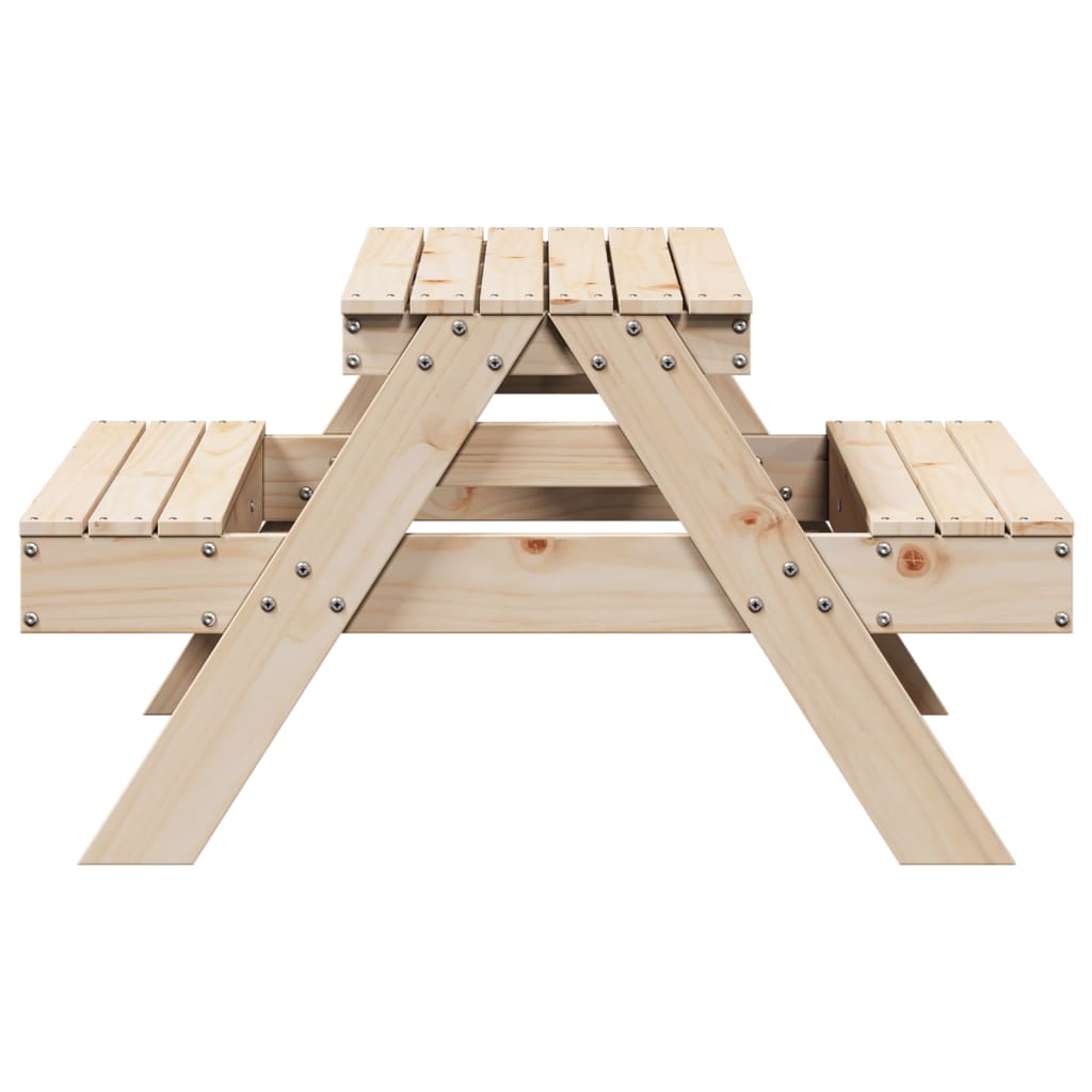 Tavolo Picnic per Bambini Bianco 88x97x52cm Legno Massello Pino - immagine 5
