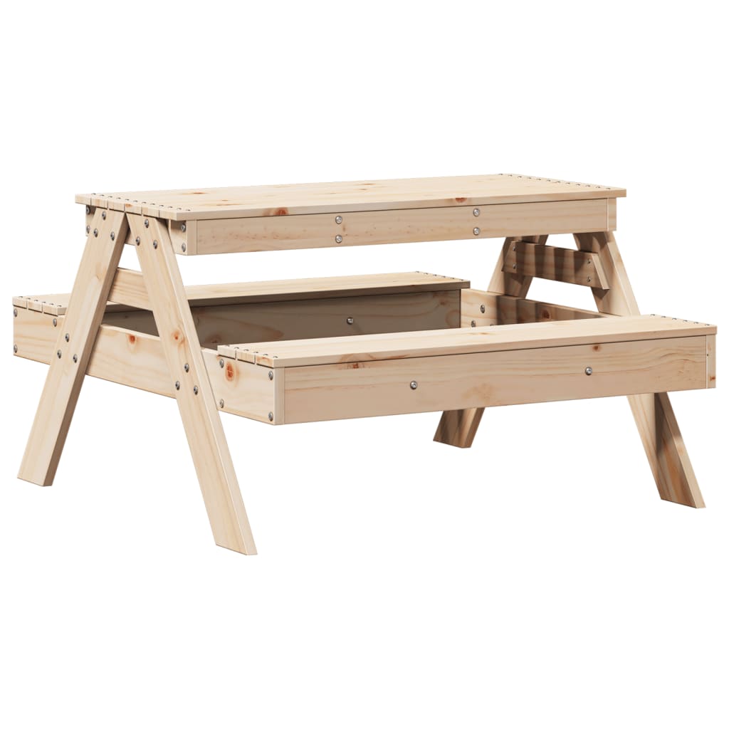 Tavolo Picnic per Bambini Bianco 88x97x52cm Legno Massello Pino - immagine 6