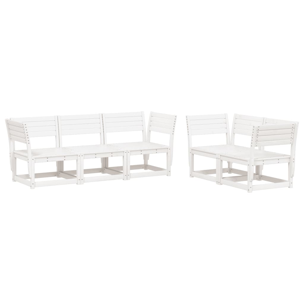 Set Salotto da Giardino 5 pz Bianco in Legno Massello di Pino - immagine 2