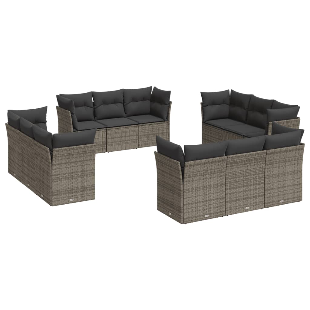 Set Divani da Giardino 12 pz con Cuscini Beige in Polyrattan - immagine 2