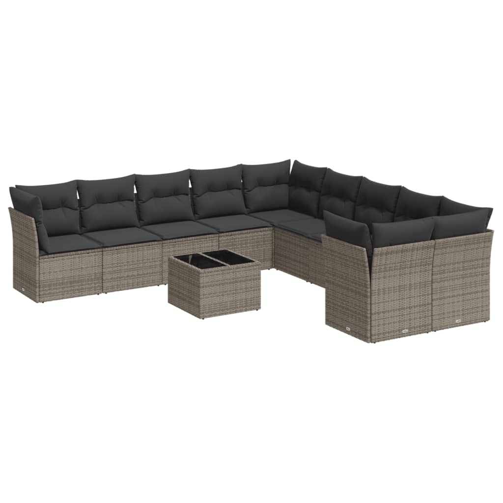 Set Divani da Giardino 10pz con Cuscini in Polyrattan Nero - immagine 2