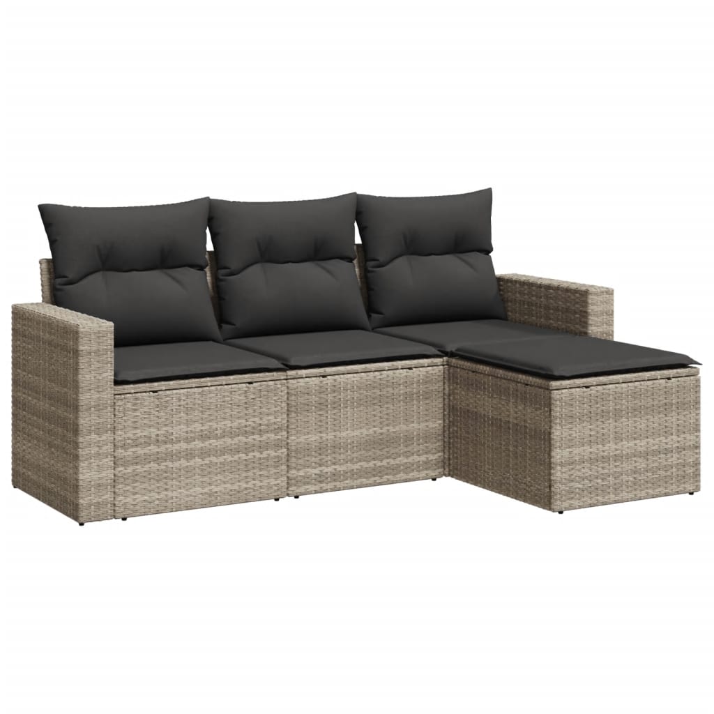 Set Divani da Giardino 4 pz con Cuscini Nero in Polyrattan - immagine 2