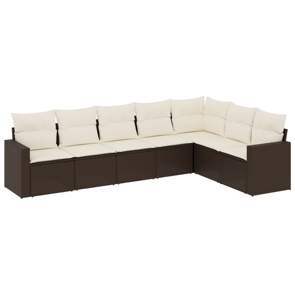 Set Divani da Giardino 7pz con Cuscini Grigio Chiaro Polyrattan - immagine 2
