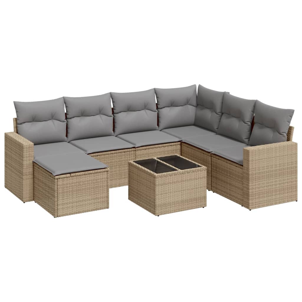 Set Divani da Giardino con Cuscini 8 pz Nero in Polyrattan - immagine 2