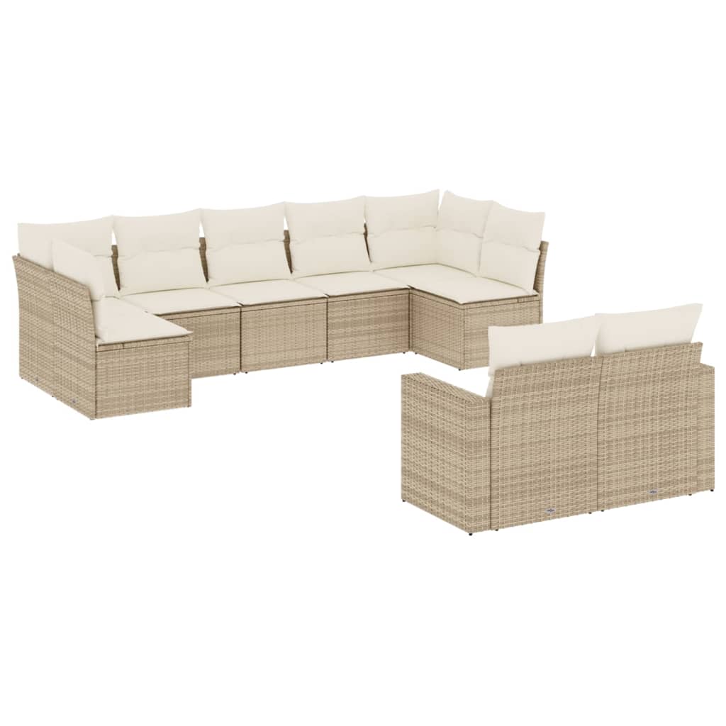 Set Divano da Giardino 9 pz con Cuscini Grigio in Polyrattan - immagine 2
