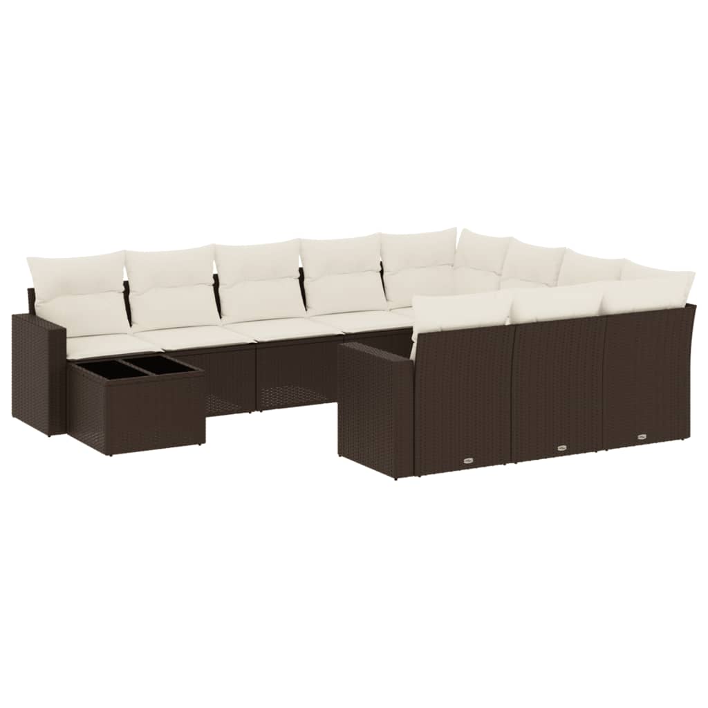 Set Divani da Giardino 11 pz con Cuscini in Polyrattan Grigio - immagine 2