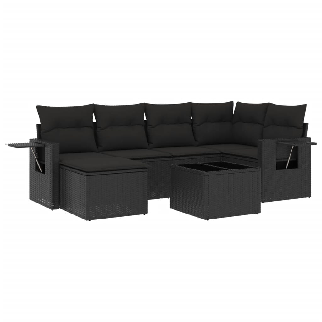 Set Divano da Giardino 6 pz con Cuscini Nero in Polyrattan - immagine 2