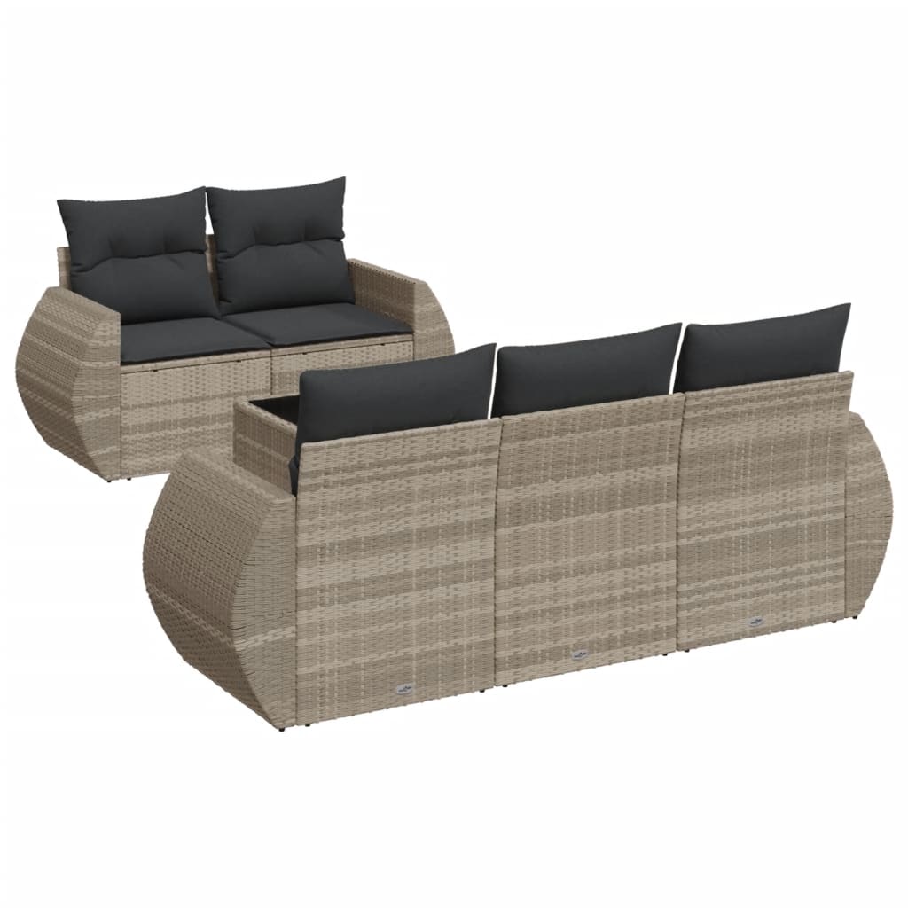 Set Divano da Giardino 6 pz con Cuscini Beige in Polyrattan - immagine 2