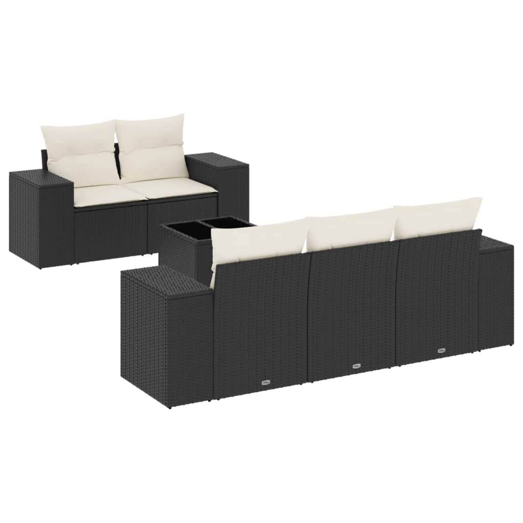 Set Divano da Giardino 6 pz con Cuscini Beige in Polyrattan - immagine 2