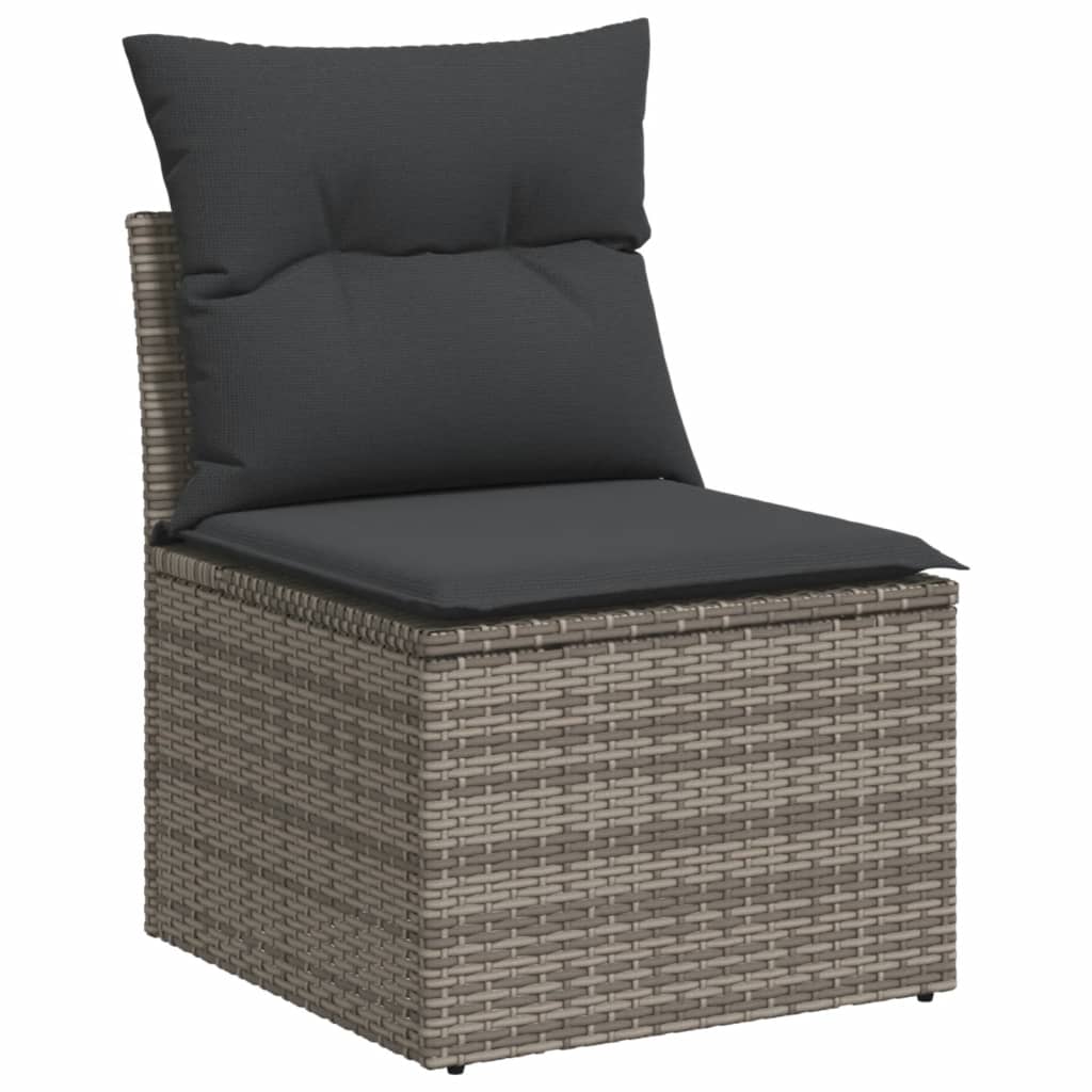 Set Divano da Giardino 5 pz con Cuscini Grigio in Polyrattan - immagine 4