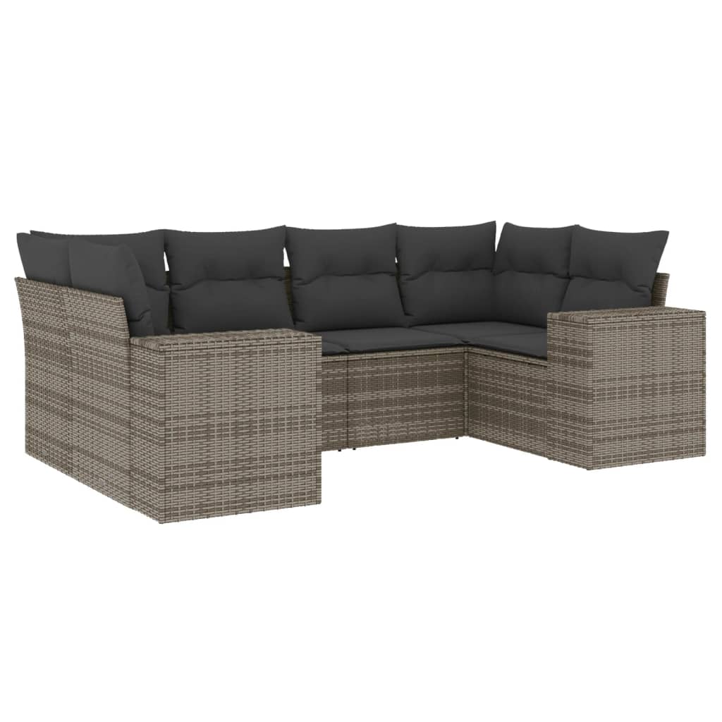 Set Divano da Giardino 6 pz con Cuscini Beige in Polyrattan - immagine 2