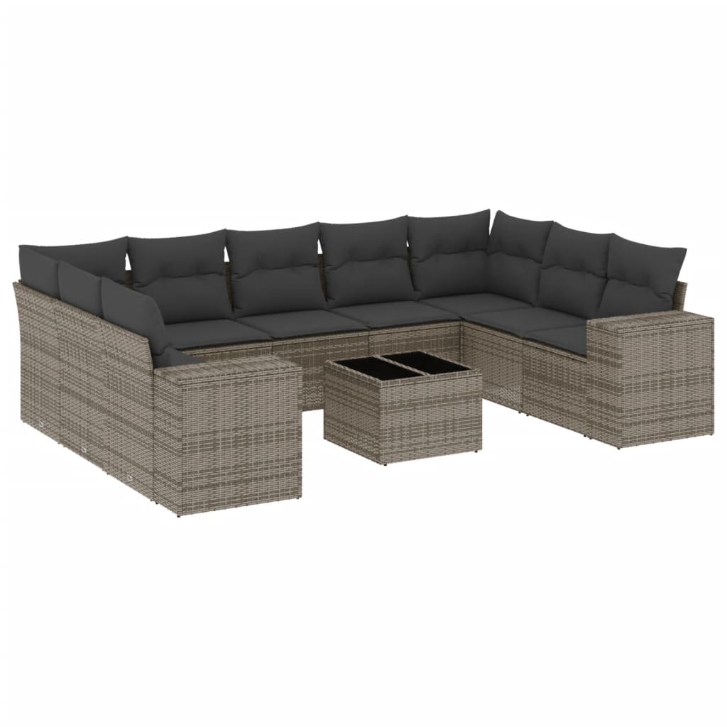 Set Divani da Giardino 9 pz con Cuscini Nero in Polyrattan - immagine 2