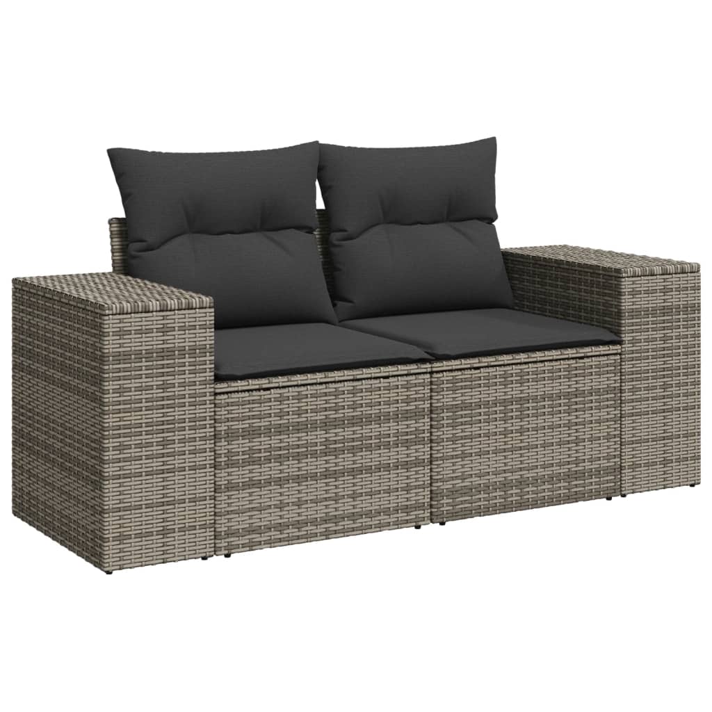 Set Divani da Giardino 9 pz con Cuscini Nero in Polyrattan - immagine 3