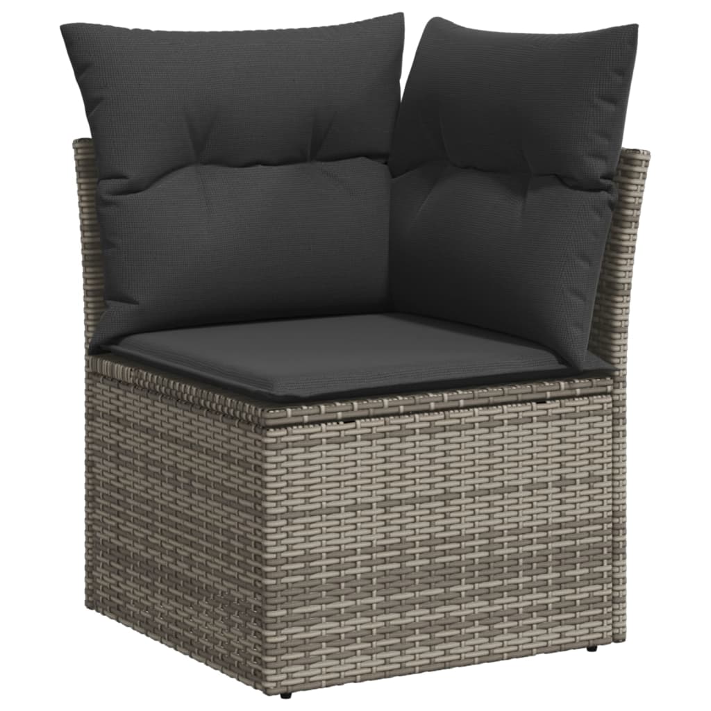 Set Divano da Giardino 10 pz con Cuscini Grigio in Polyrattan - immagine 4