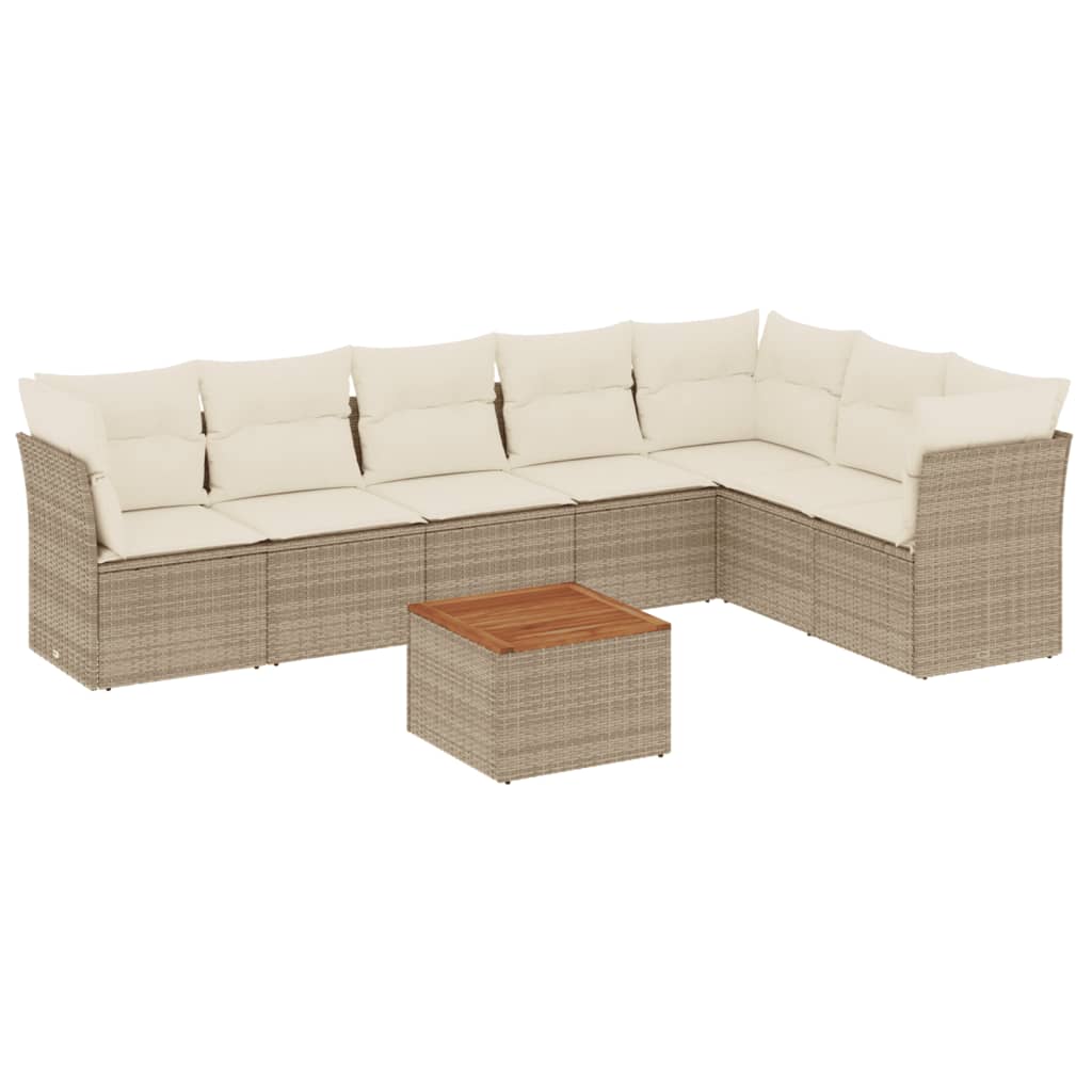 Set Divano da Giardino 8 pz con Cuscini Beige in Polyrattan - immagine 2