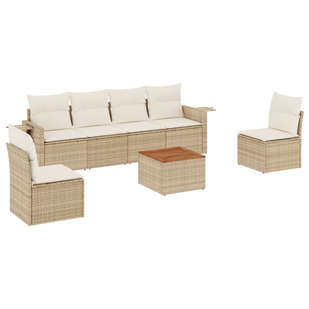 Set Divani da Giardino con Cuscini 7pz Nero Polyrattan - immagine 2