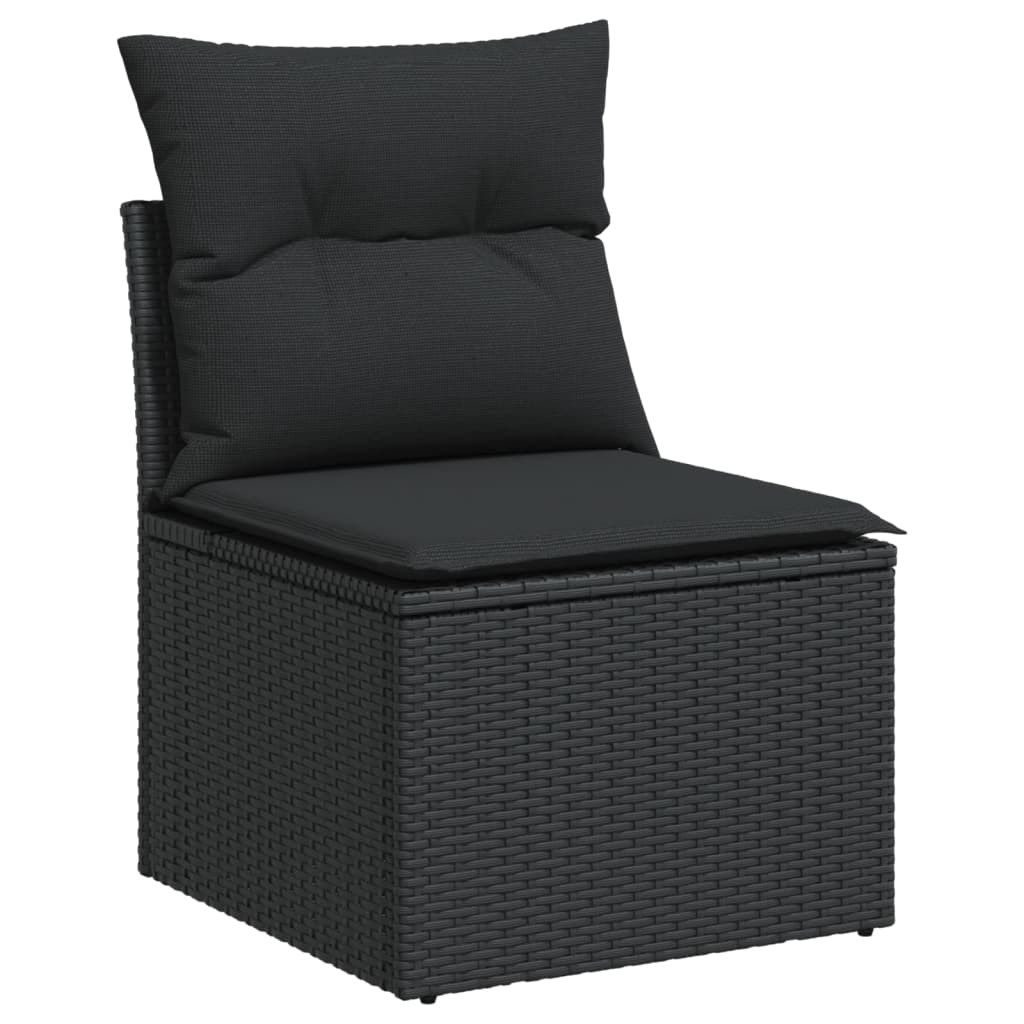 Set Divani da Giardino con Cuscini 7pz Nero Polyrattan - immagine 4