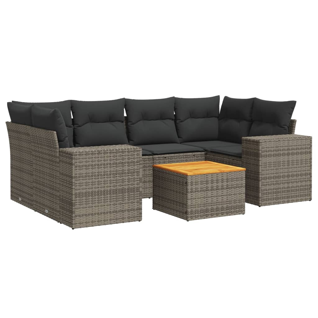 Set Divani da Giardino con Cuscini 7pz Nero Polyrattan - immagine 2