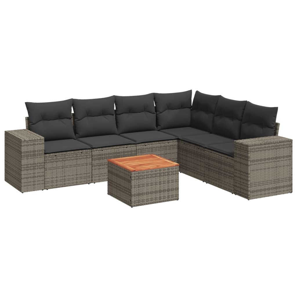 Set Divani da Giardino con Cuscini 7pz Nero Polyrattan - immagine 2