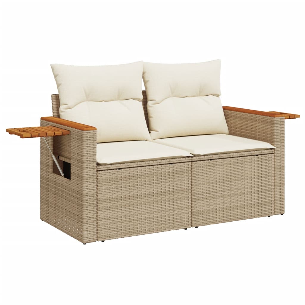 Set Divani da Giardino 7 pz con Cuscini Beige in Polyrattan - immagine 4