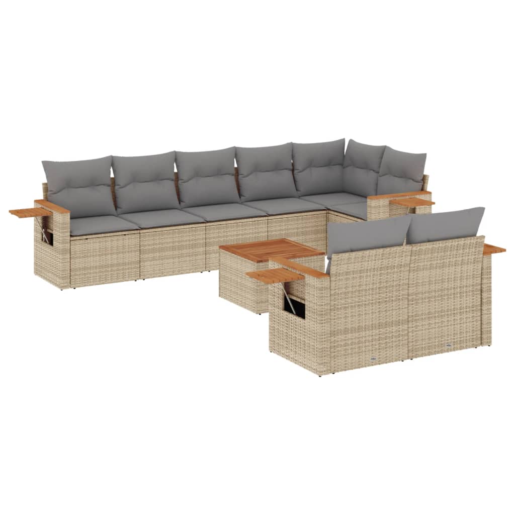 Set Divano da Giardino 8 pz con Cuscini Beige in Polyrattan - immagine 2