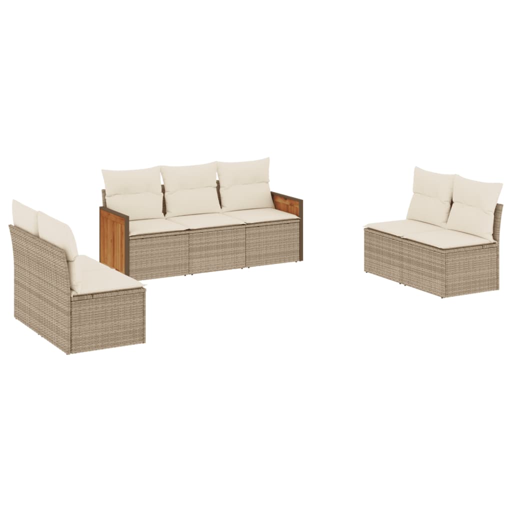 Set Divano da Giardino 8 pz con Cuscini Beige in Polyrattan - immagine 2
