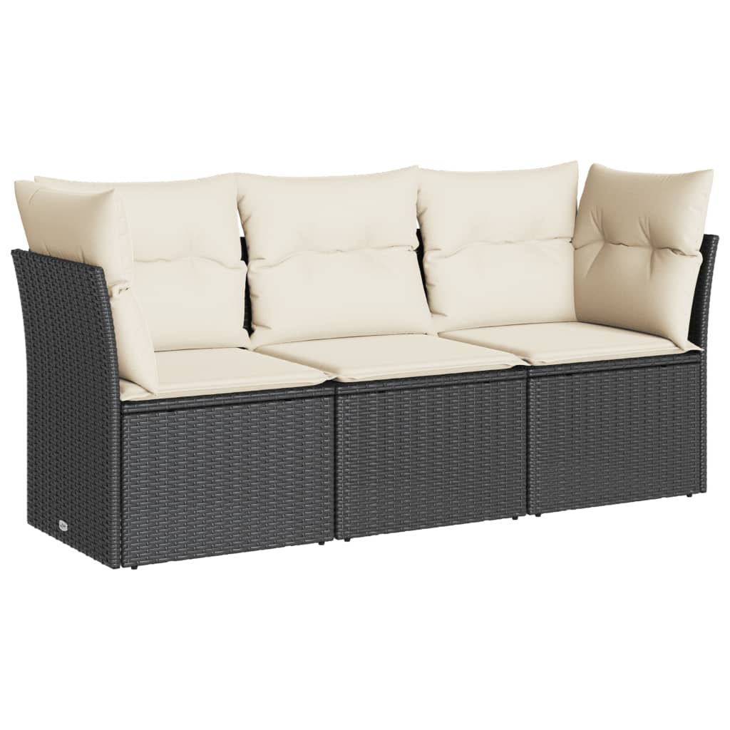 Set Divano da Giardino 3 pz con Cuscini Beige in Polyrattan - immagine 2