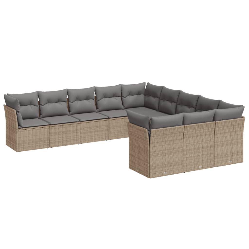 Set Divani da Giardino 11 pz con Cuscini in Polyrattan Nero - immagine 2