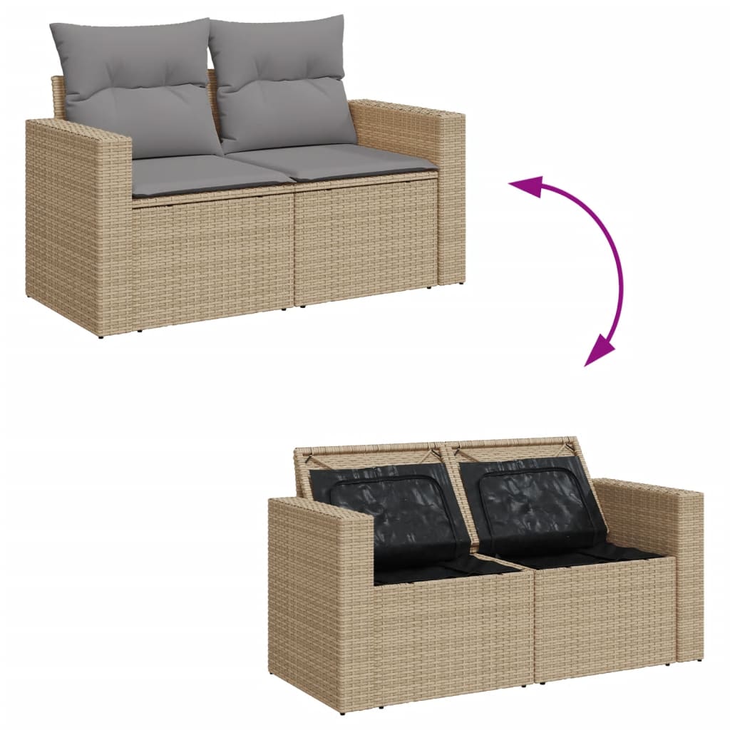 Set Divano da Giardino 6 pz con Cuscini Beige in Polyrattan - immagine 4