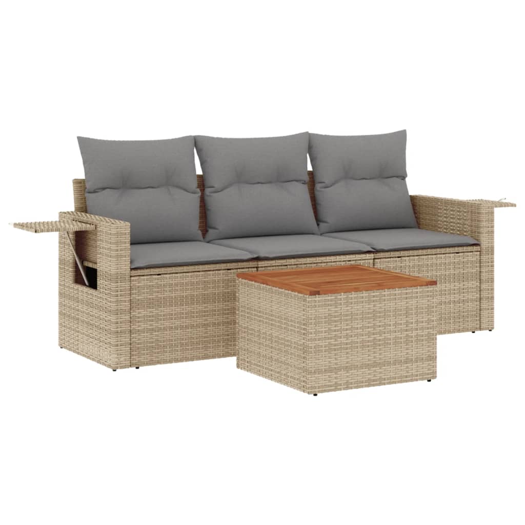 Set Divani da Giardino 4 pz con Cuscini Nero in Polyrattan - immagine 2