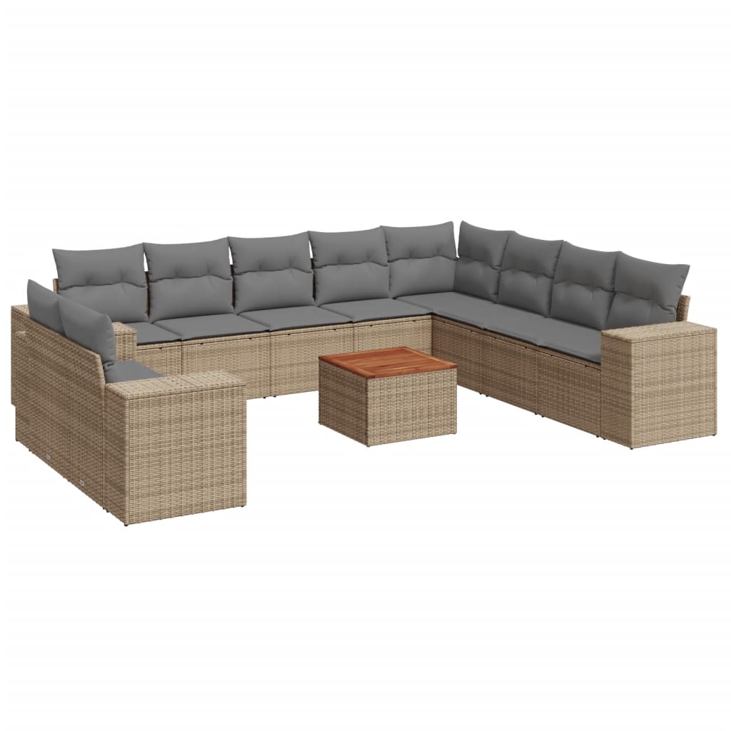 Set Divani da Giardino 11 pz con Cuscini Beige in Polyrattan - immagine 2