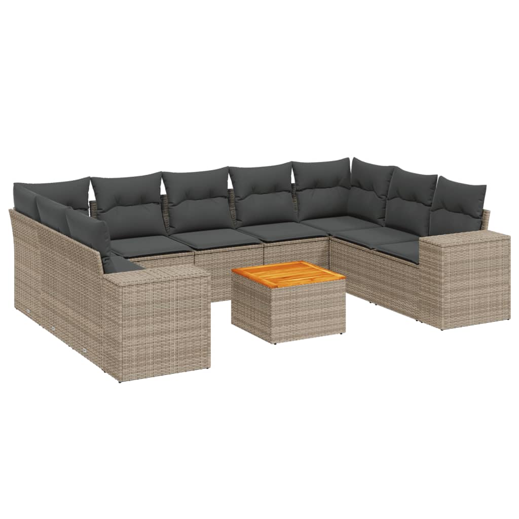 Set Divani da Giardino 10pz con Cuscini in Polyrattan Nero - immagine 2