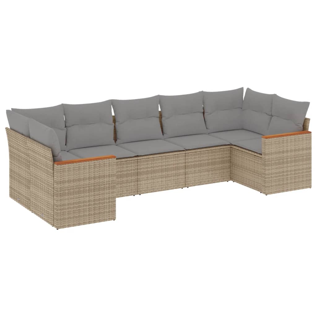 Set Divani da Giardino con Cuscini 7pz Nero Polyrattan - immagine 2