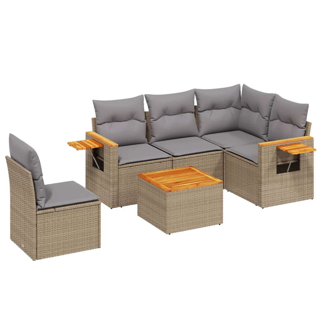 Set Divani da Giardino 5 pz con Cuscini in Polyrattan Nero - immagine 2
