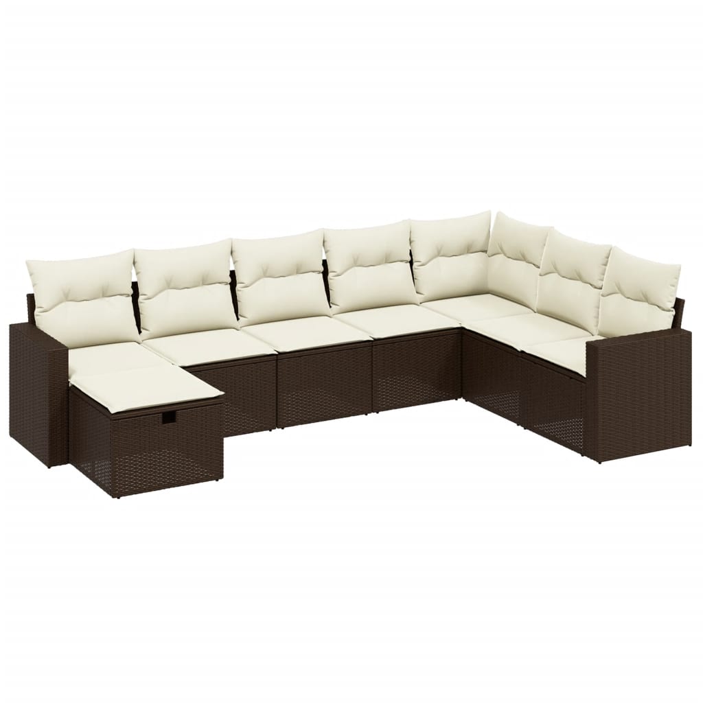Set Divano da Giardino 8 pz con Cuscini Beige in Polyrattan - immagine 2