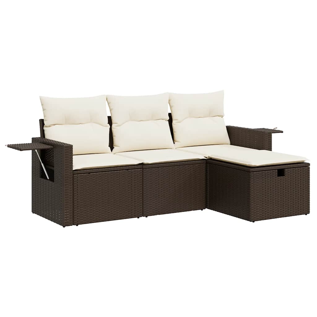 Set Divani da Giardino 4 pz con Cuscini Nero in Polyrattan - immagine 2