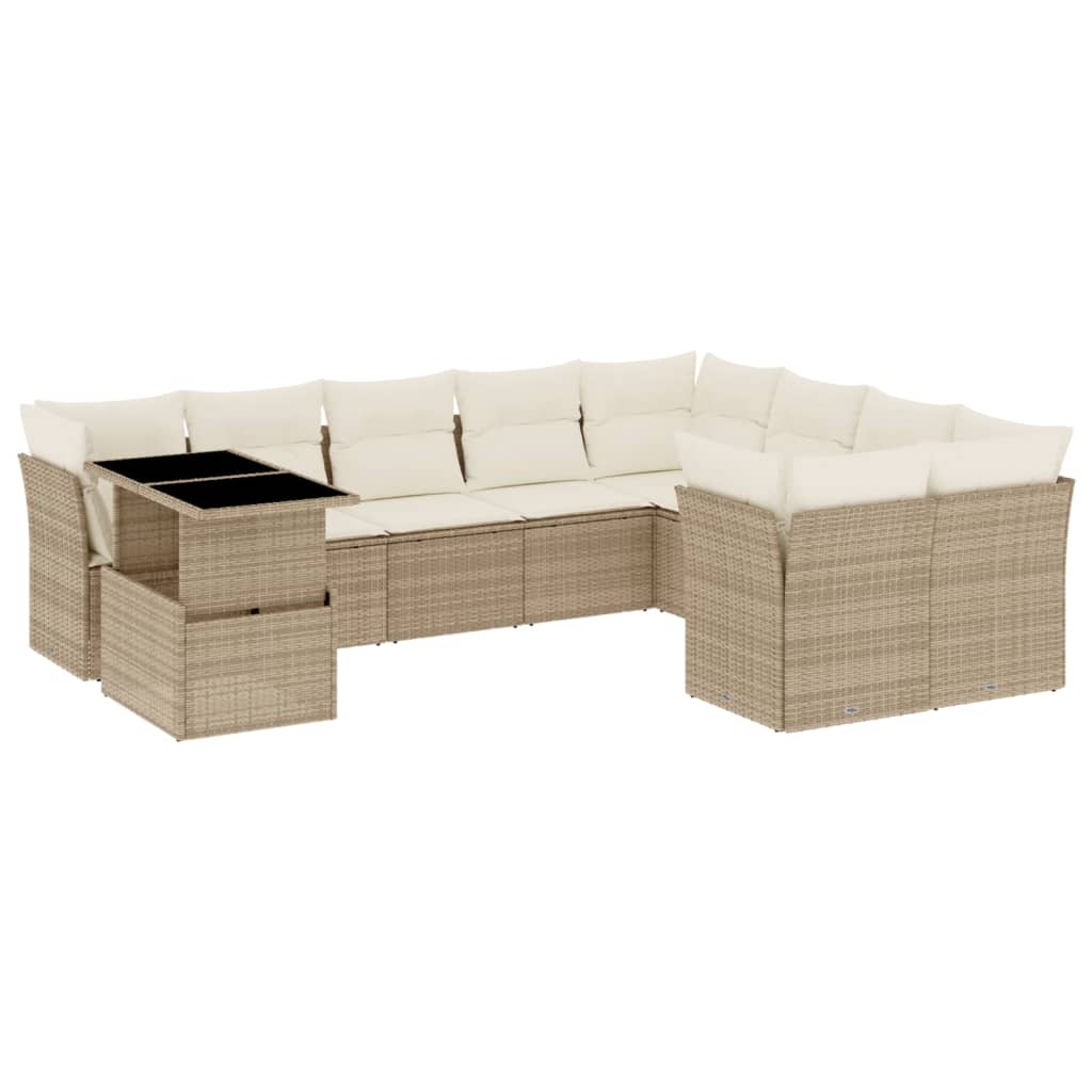 Set Divano da Giardino 10 pz con Cuscini Grigio in Polyrattan - immagine 2