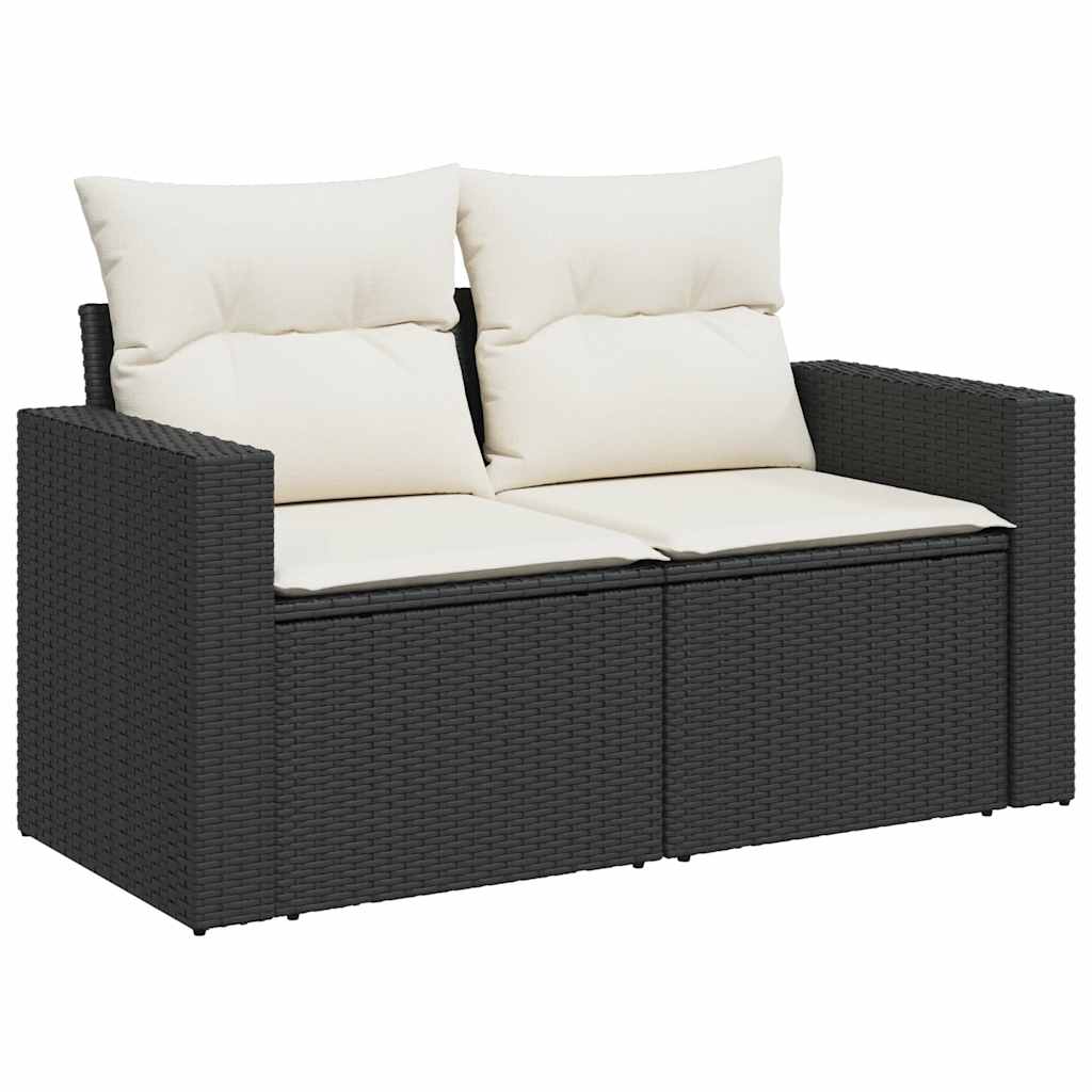 Set Divano da Giardino 6 pz con Cuscini Nero in Polyrattan - immagine 4