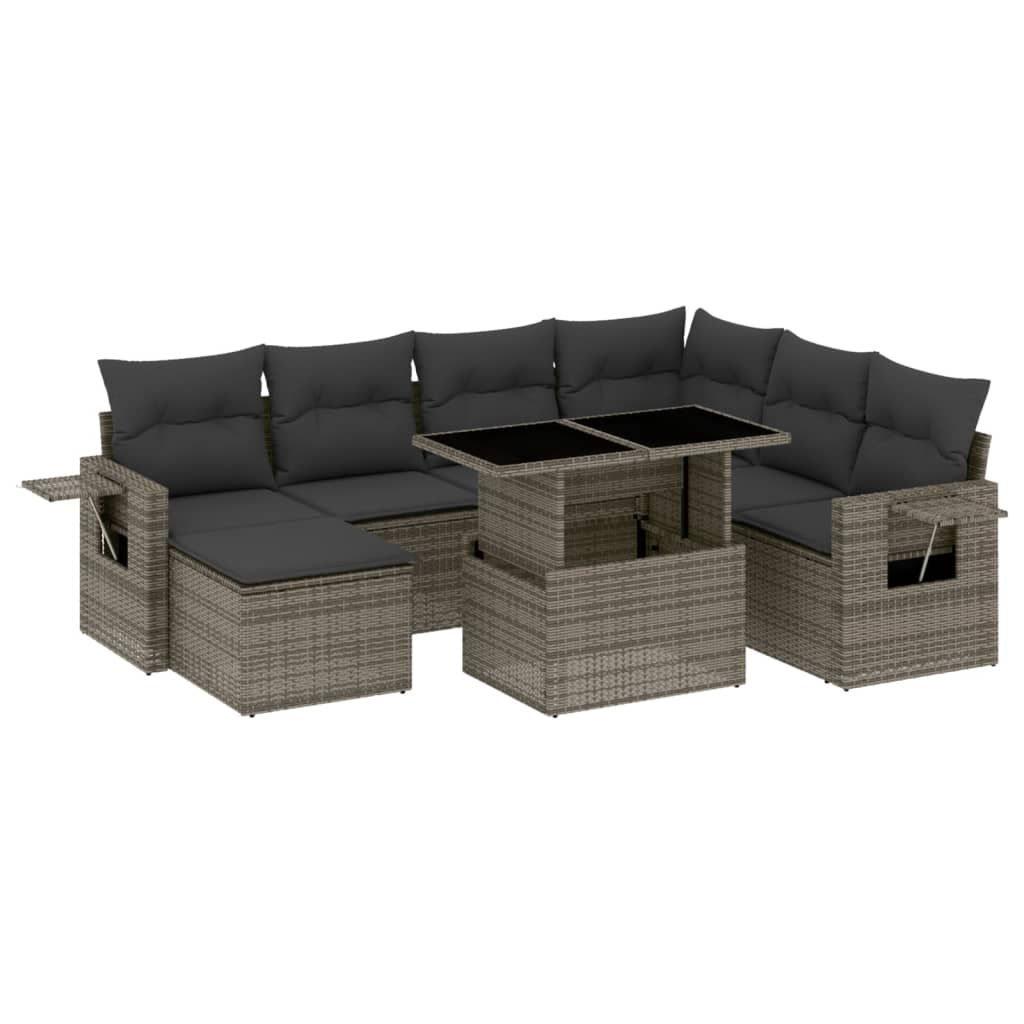 Set Divano da Giardino 8 pz con Cuscini Beige in Polyrattan - immagine 2