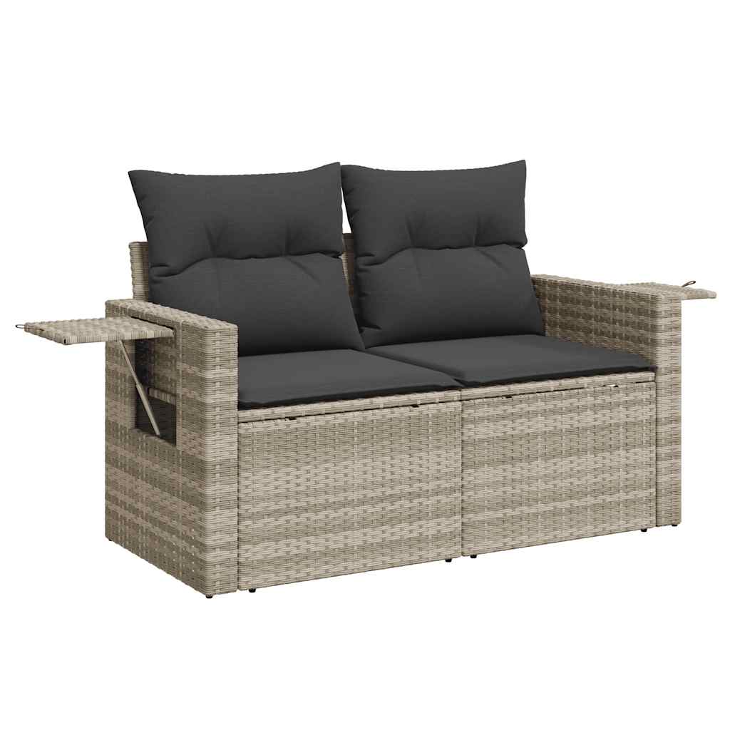 Set Divano Giardino 10 pz con Cuscini Grigio Chiaro Polyrattan - immagine 4